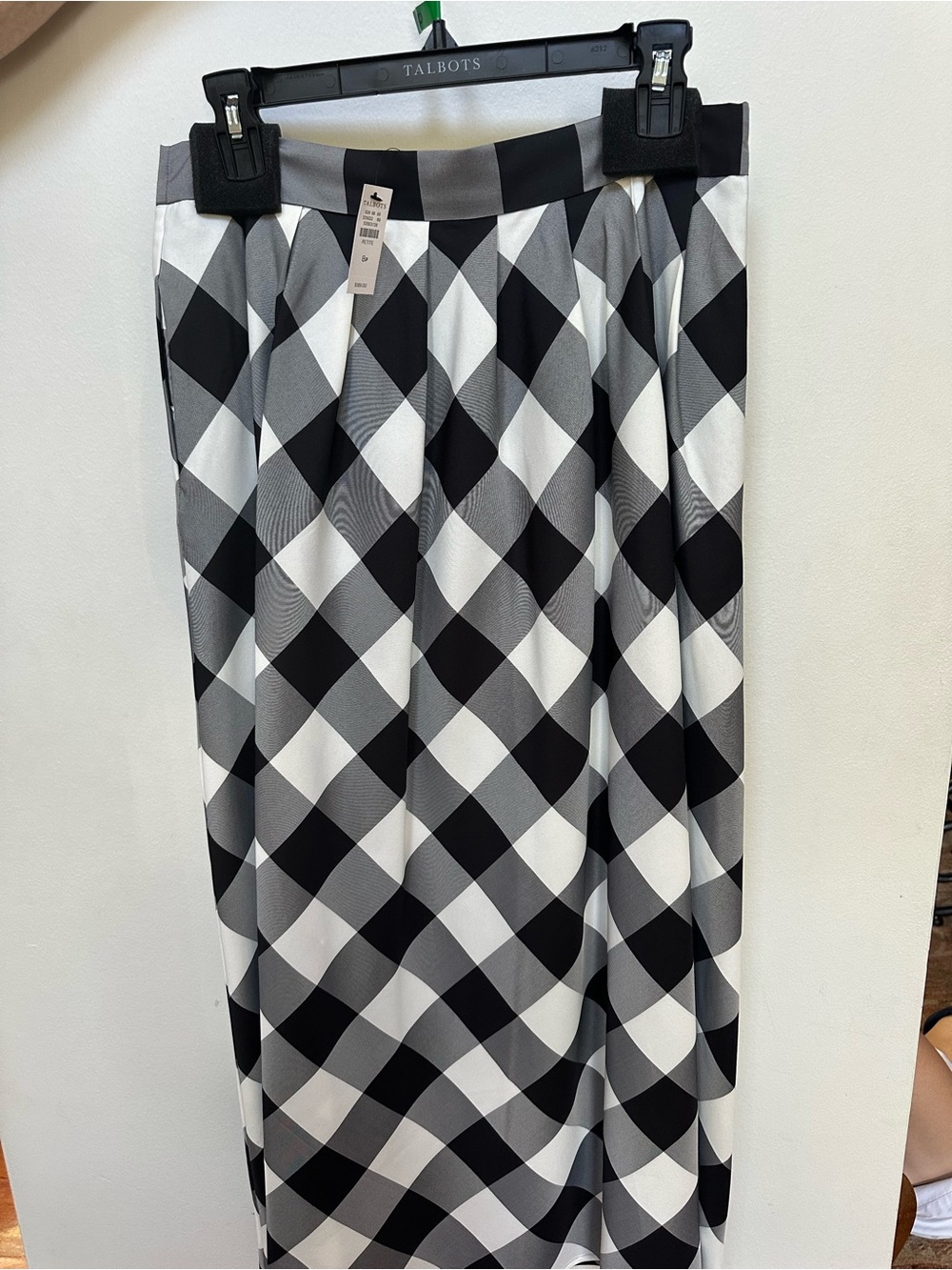 Talbots Black, White & Gray Geometric A-Line Skirt